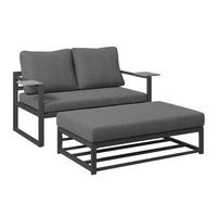 LOUNGEGARNITUR Stahl  - Dunkelgrau/Anthrazit, MODERN, Kunststoff/Textil (155/65/74cm) - Ambia Garden