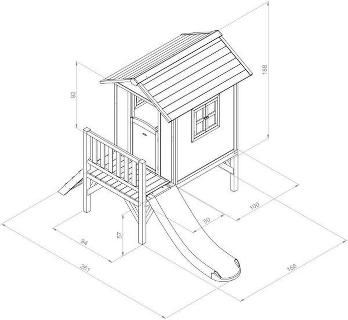SPIELHAUS 261/189/168 cm SPIELHAUS SUNNY LODGE XL  - Rot/Weiß, Basics, Holz (261/189/168cm) - Ambia Garden