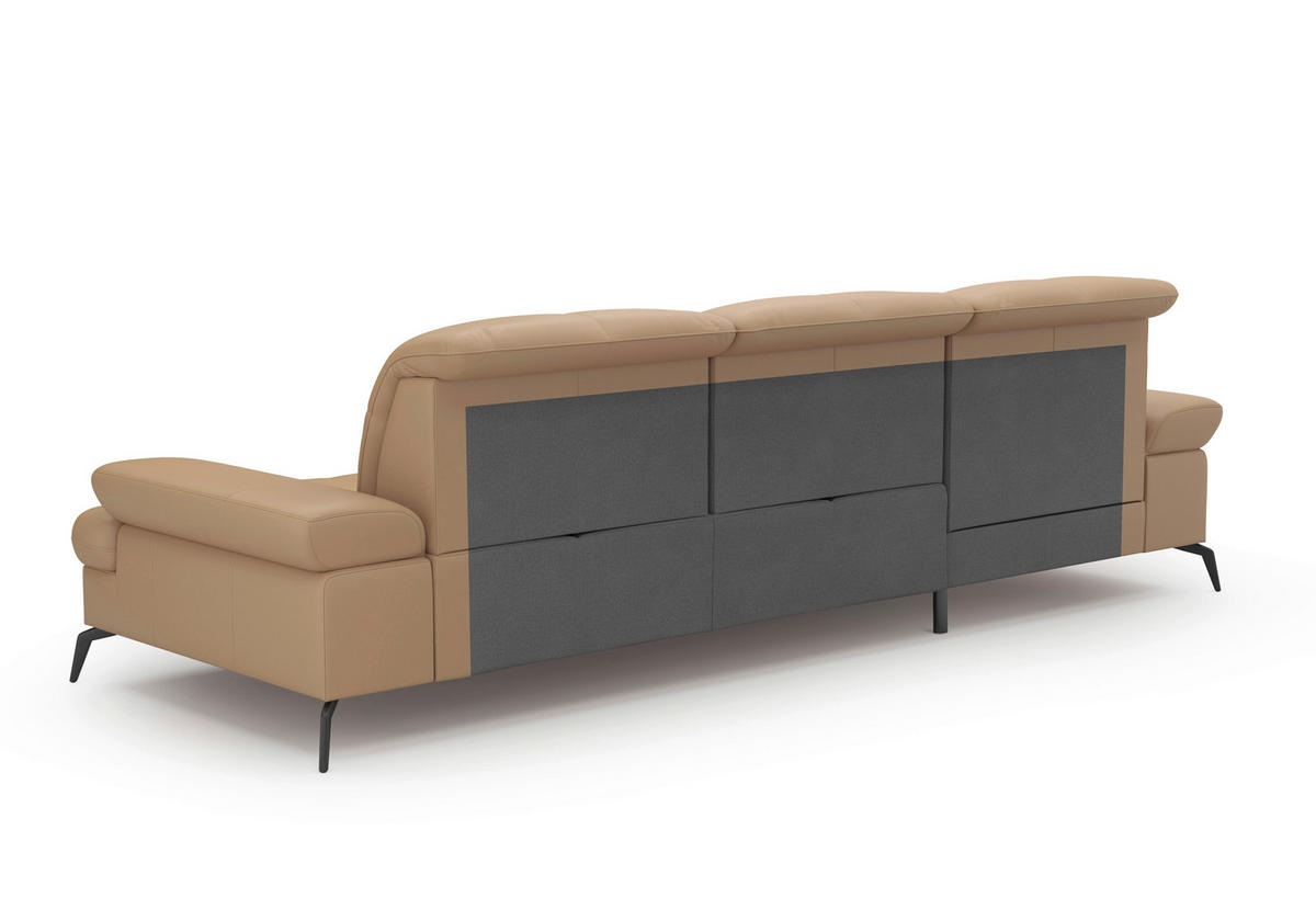 ECKSOFA in Vliesstoff Kombination Echtleder/Stoff Cappuccino  - Schwarz/Cappuccino, Konventionell, Leder/Textil (185/279cm) - Sit & More