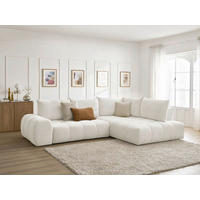 ECKSCHLAFSOFA EVEREST  mit Rücken echt, Armteil links, Armteil rechts Flachgewebe Weiß  - Schwarz/Weiß, MODERN, Kunststoff/Textil (320/212cm)