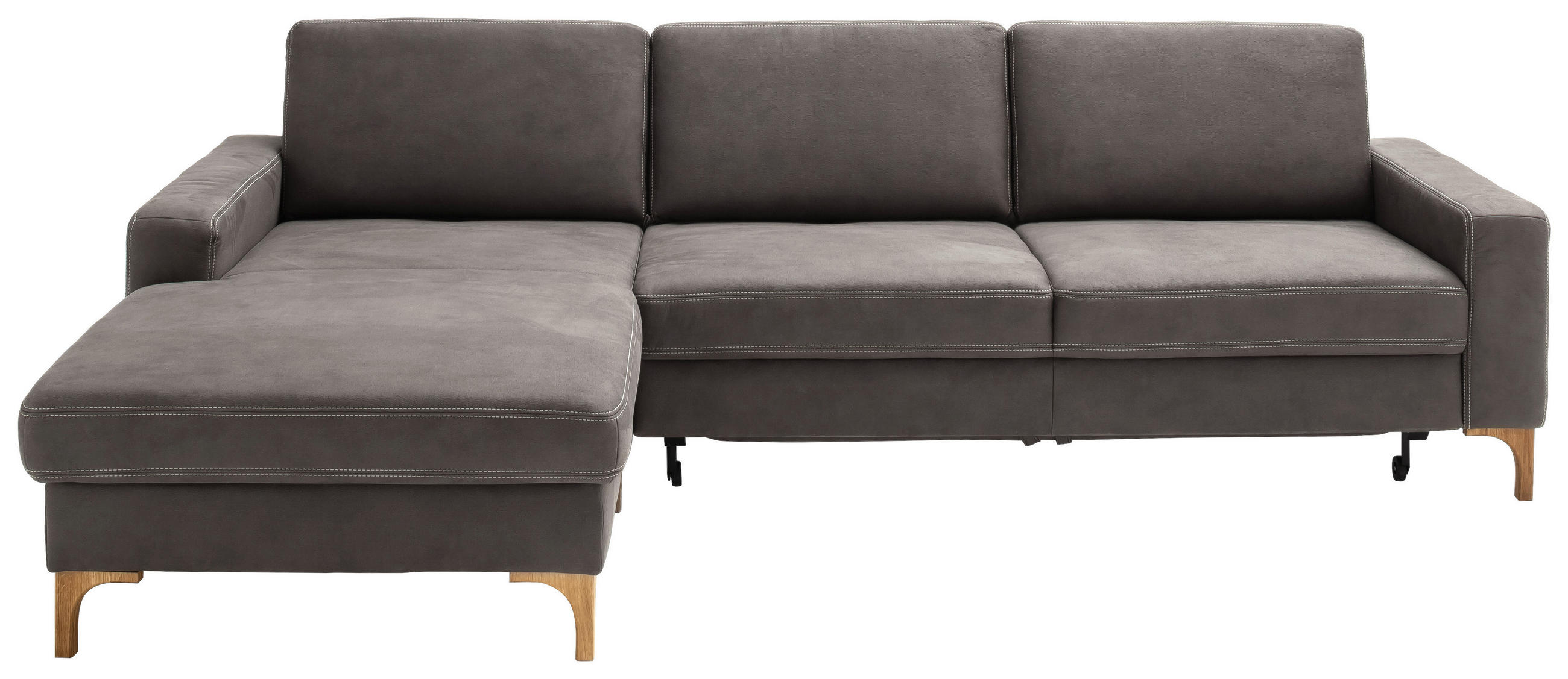 ECKSOFA Mikrofaser Anthrazit  - Anthrazit/Beige, Design, Holz/Textil (185/276cm) - Pure Home Lifestyle