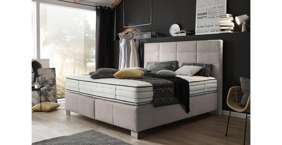 BOXSPRINGBETT 180/200 cm in Grau, Hellgrau - Hellgrau/Alufarben, KONVENTIONELL, Holzwerkstoff/Textil (180/200cm) - Dieter Knoll