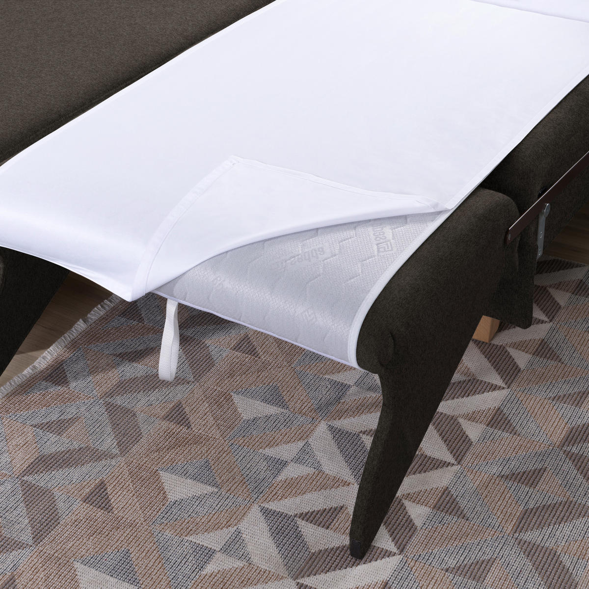 ECKSOFA in Flachgewebe Dunkelbraun  203/261 cm  - Eichefarben/Dunkelbraun, KONVENTIONELL, Holz/Textil (203/261cm) - Sedda