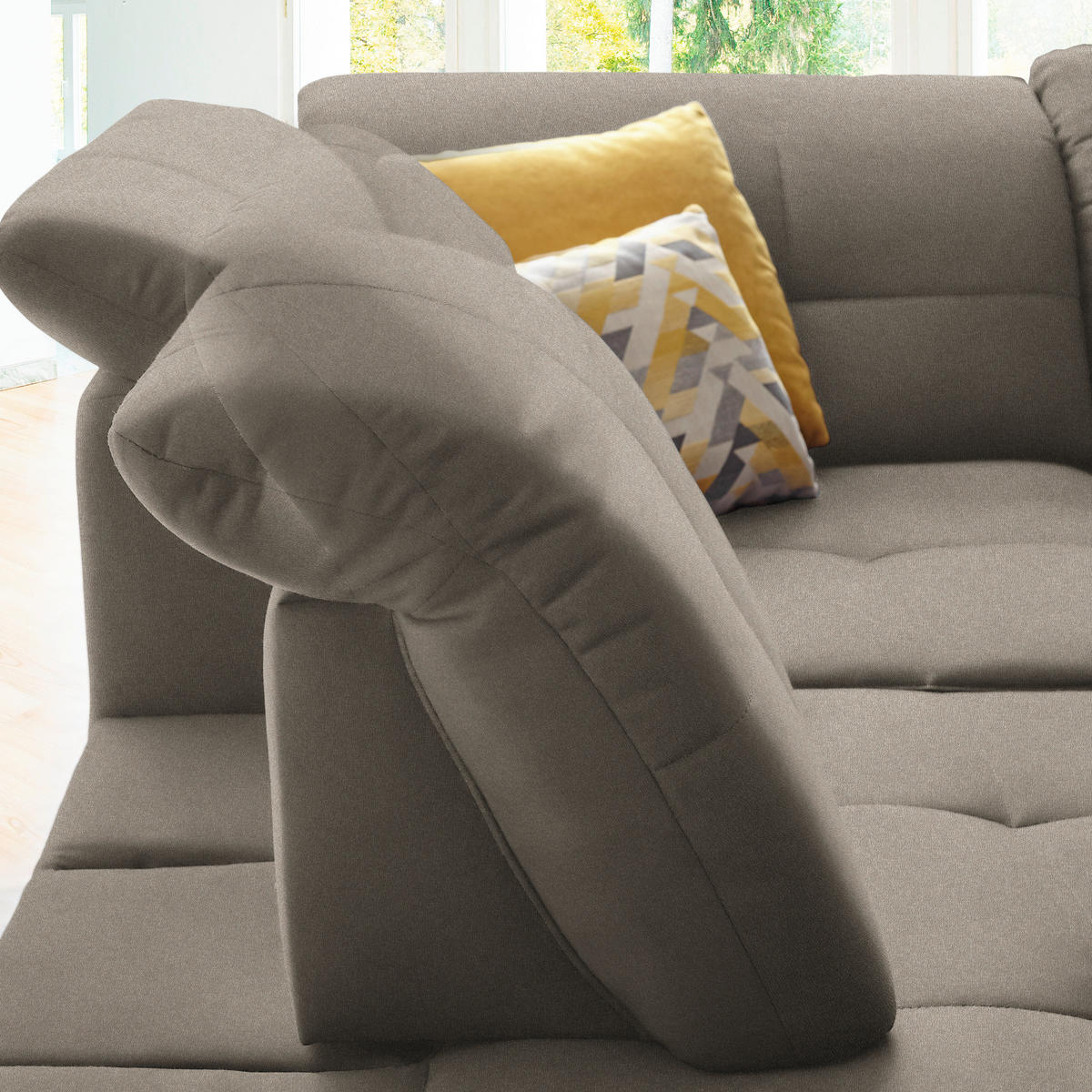 ECKSOFA in Chenille Hellbraun  - Hellbraun/Schwarz, Design, Textil/Metall (240/308cm) - Xora