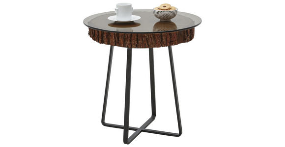 COUCHTISCH in Holz, Metall, Glas 52/52/52 cm - Eichefarben/Anthrazit, Design, Glas/Holz (52/52/52cm) - Valnatura