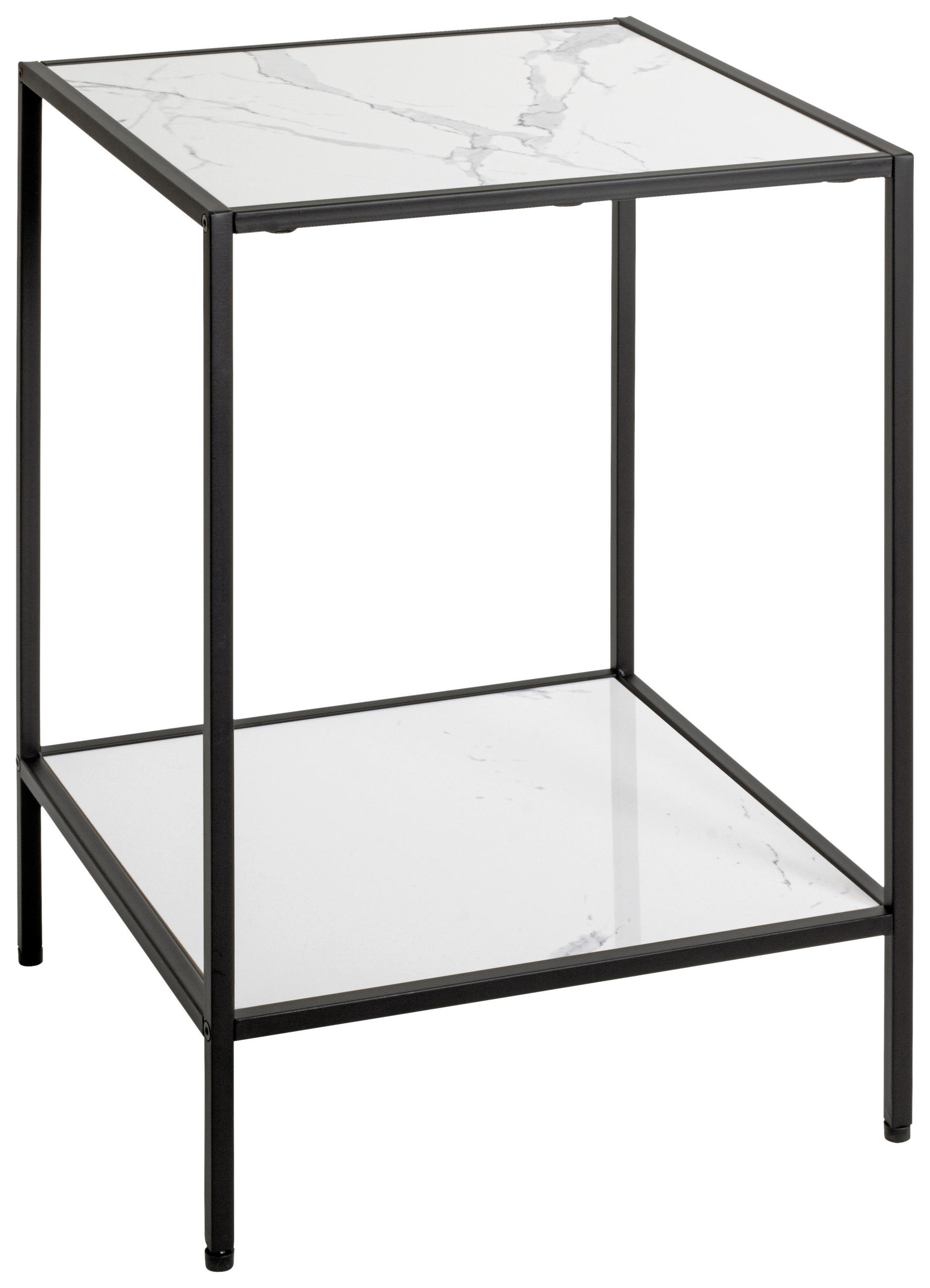 BEISTELLTISCH 40/40/60 cm Schwarz, Weiß quadratisch  - Schwarz/Weiß, Trend, Holzwerkstoff/Metall (40/40/60cm)