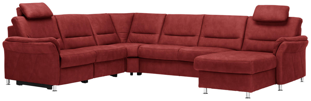 SOFFA i mikrofiber röd  - röd/aluminiumfärg, Klassisk, metall/textil (262/335/173cm) - Beldomo System