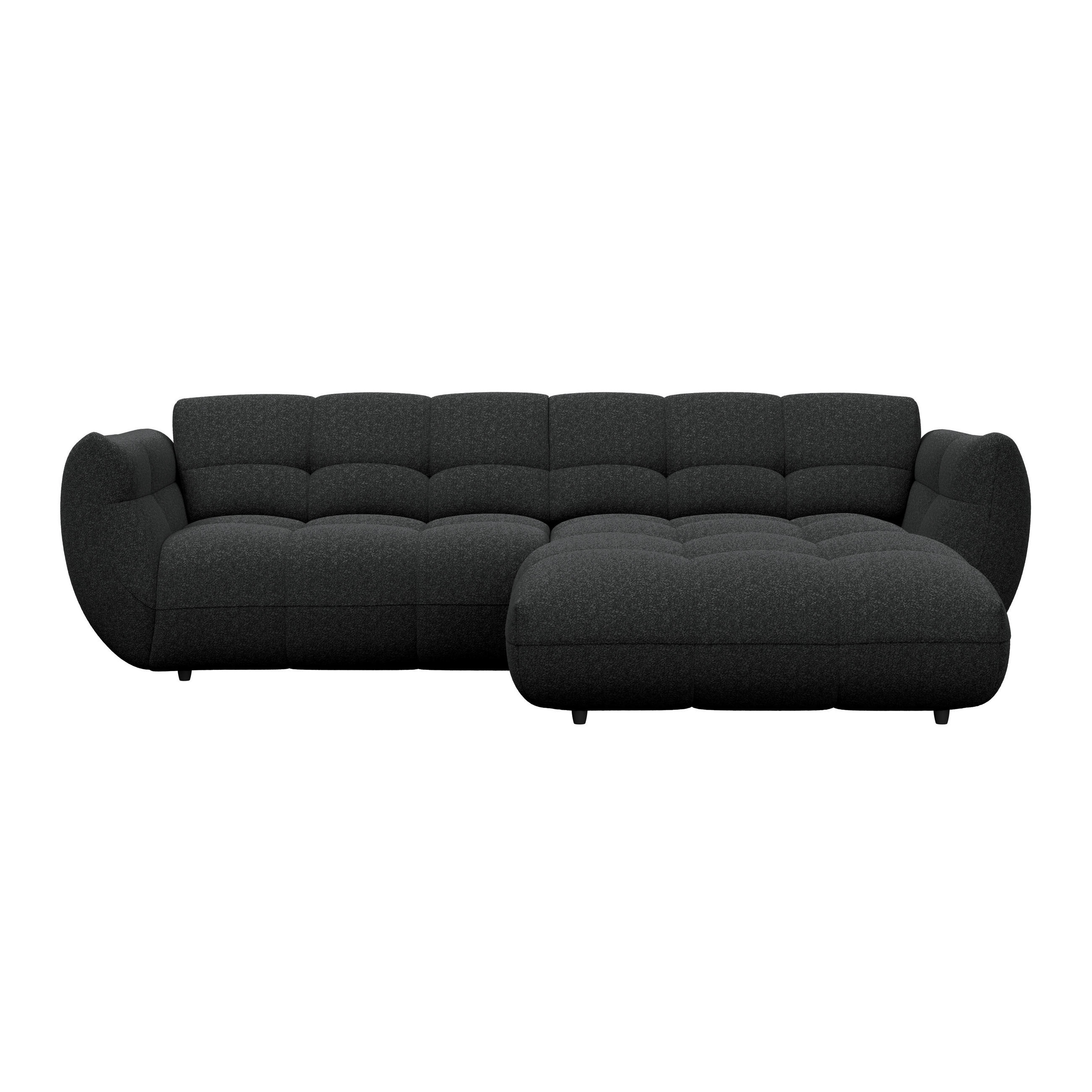 ECKSOFA Chenille Schwarz  - Schwarz, Trend, Kunststoff/Textil (280/178cm) - MID.YOU
