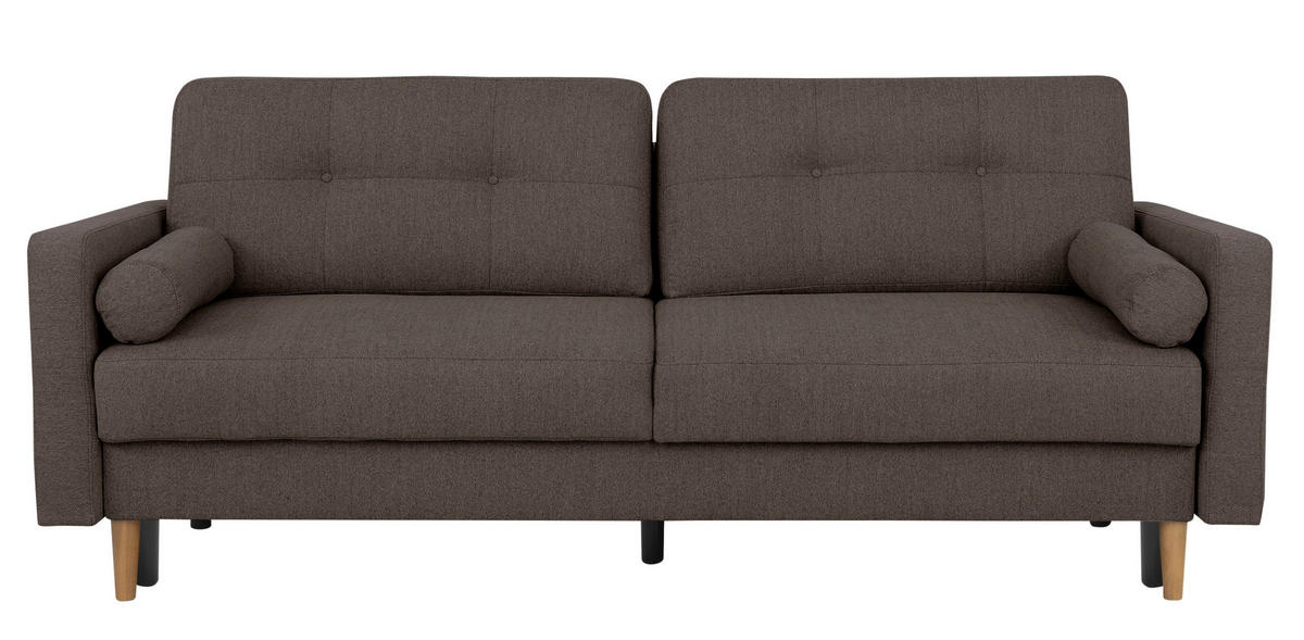 SCHLAFSOFA in Grau  - Buchefarben/Grau, Design, Holz/Textil (222/93/99cm) - MID.YOU
