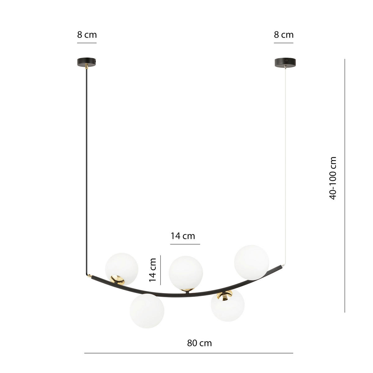 HÄNGELEUCHTE  80/28/100 cm    - Schwarz, Trend, Glas/Metall (80/28/100cm)