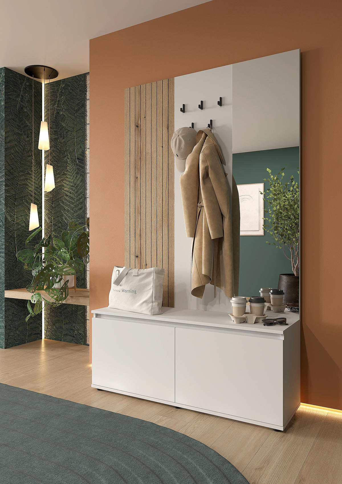 ŠATNA, 120/200/36,6 cm - bílá/barvy dubu, Konvenční, kompozitní dřevo (120/200/36,6cm) - Carryhome