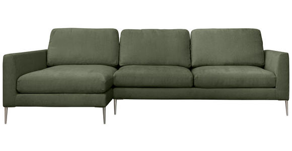 ECKSOFA Grün Chenille Rückenkissen, Rücken echt  - Silberfarben/Grün, KONVENTIONELL, Textil/Metall (143/284cm) - Carryhome
