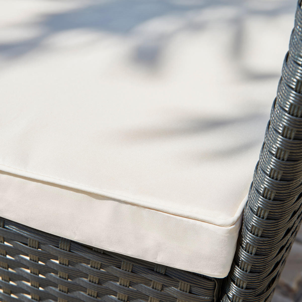 GARTENTISCHGRUPPE Akazie Hartholz Stahl  - Creme/Schwarz, Design, Holz/Kunststoff - Ambia Garden