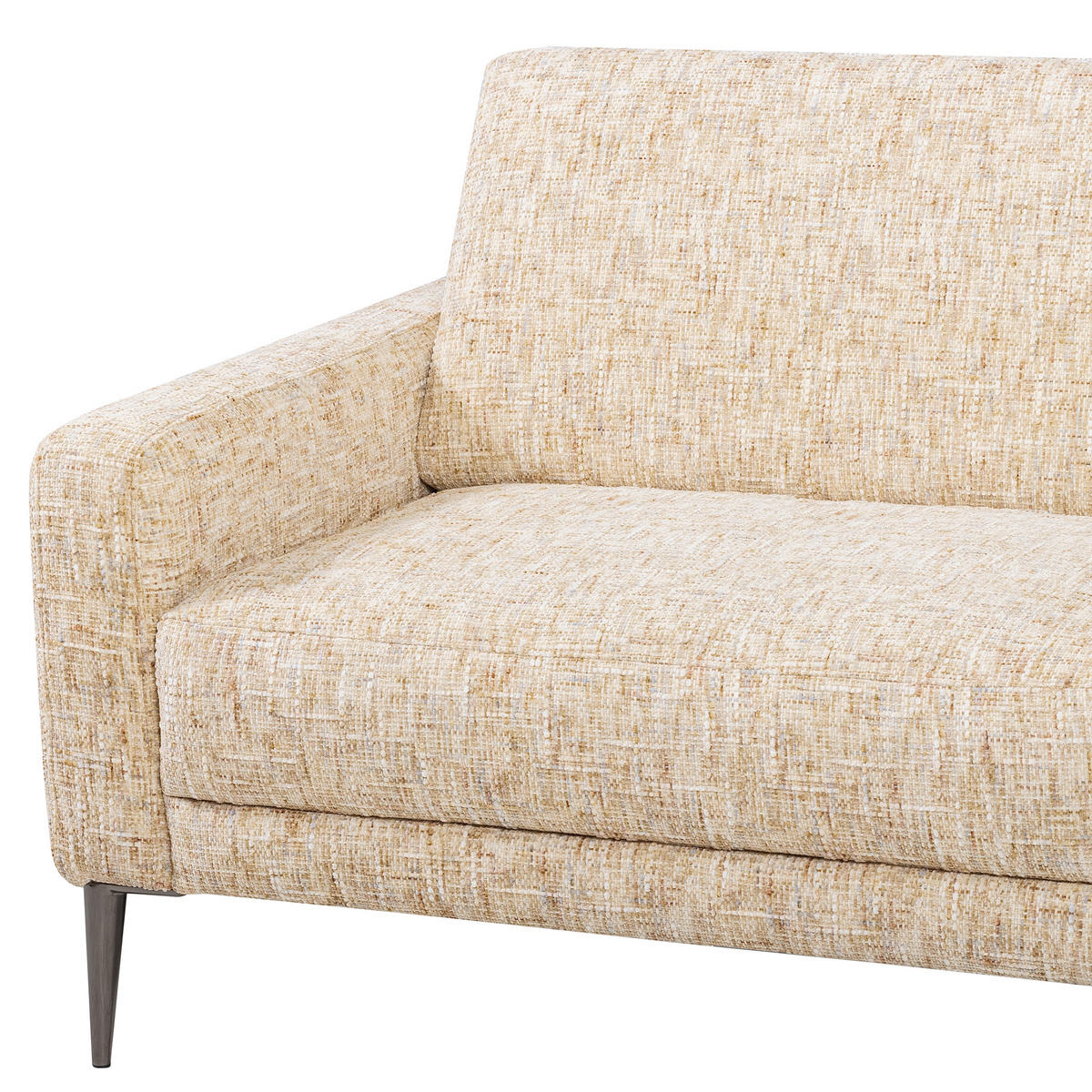 3-SITZER-SOFA Webstoff Beige  - Beige/Schwarzchrom, Design, Textil/Metall (187/85/92cm) - Livetastic