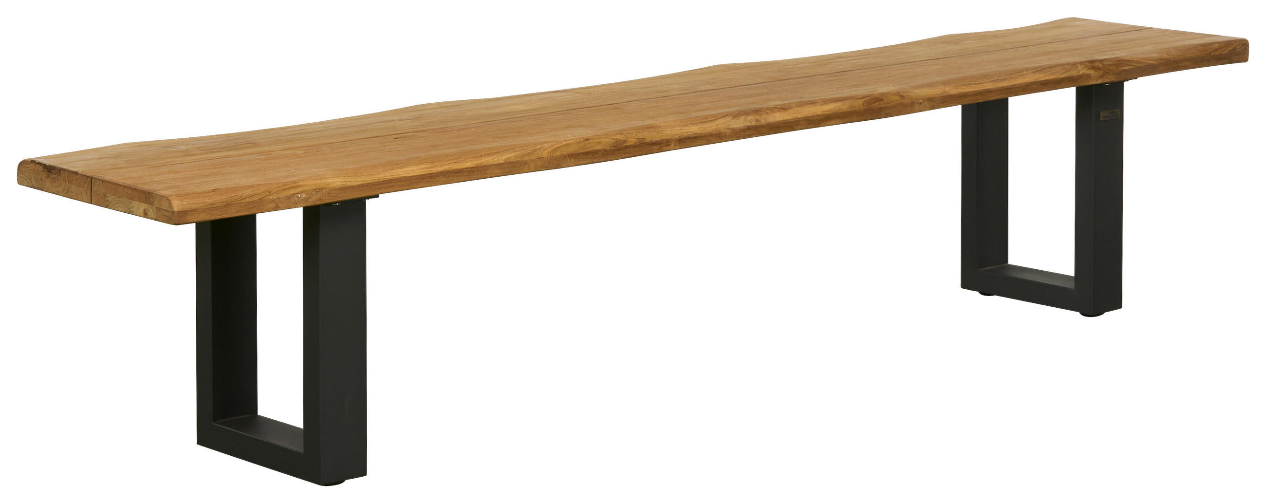 GARTENBANK 220/40/46 cm Teakholz  Edelstahl  - Anthrazit/Teakfarben, Design, Holz/Metall (220/40/46cm) - Amatio