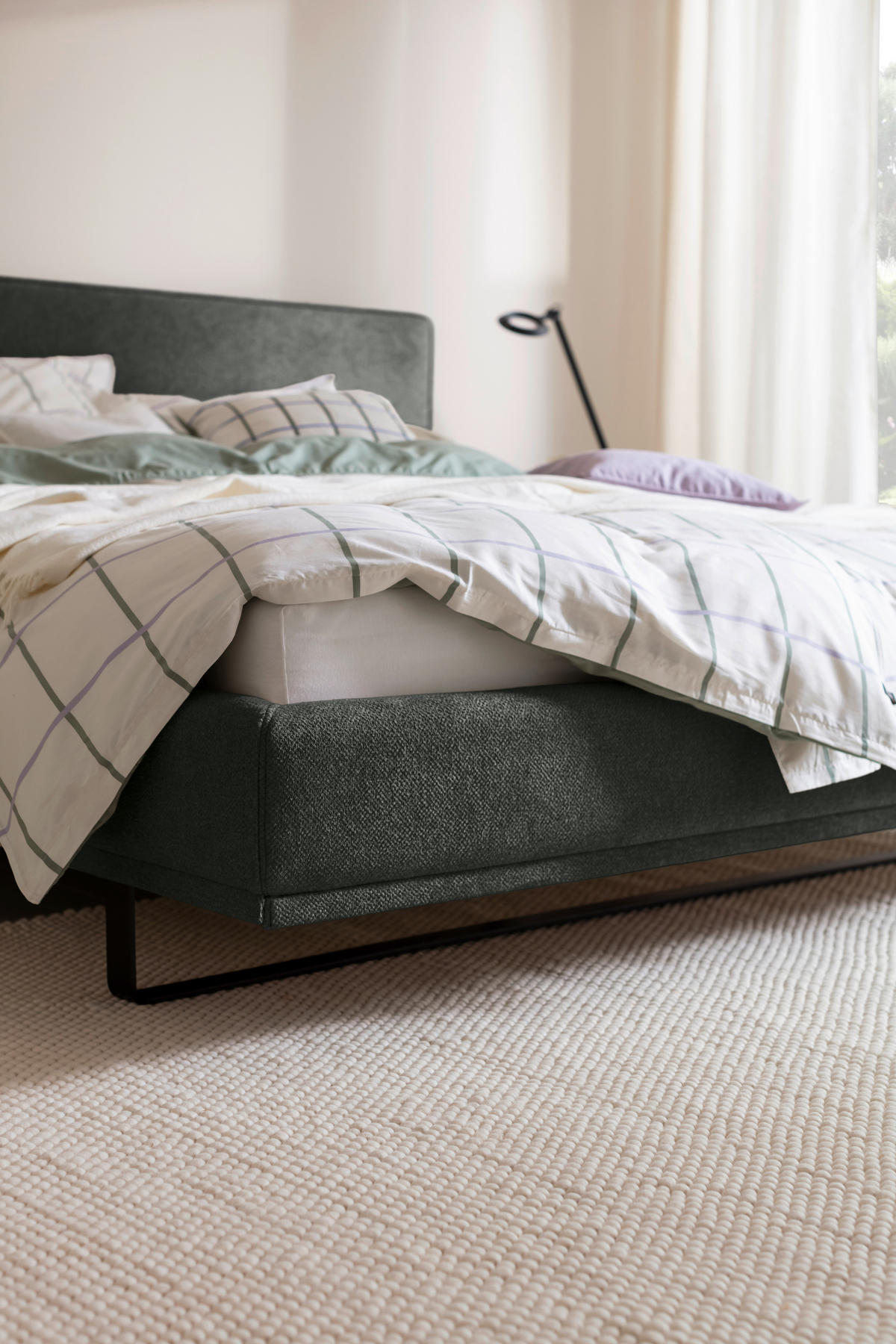 POLSTERBETT Matratze, Lattenrost Grün 180/200 cm  - Birkefarben/Buchefarben, Design, Holz/Textil (180/200cm) - Schöner Wohnen