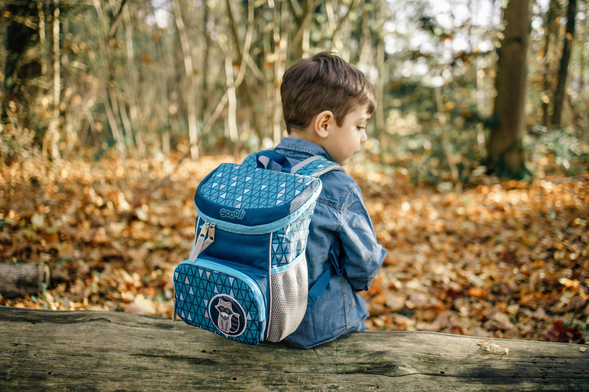 KINDERRUCKSACK Scooli Mini Me Ricki Racoon  - Blau/Grau, Basics, Textil (20/29/13cm)