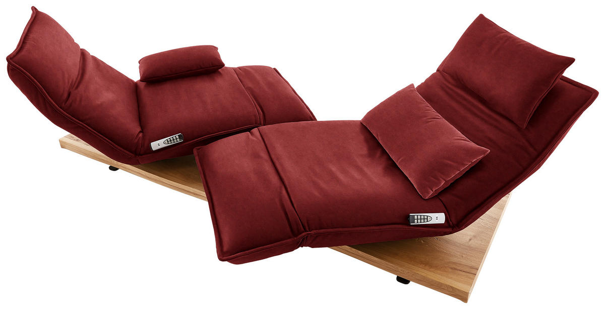 2-SITZER-SOFA in Leder Rot  - Eichefarben/Rot, Natur, Leder/Holz (240/63/115cm) - Koinor