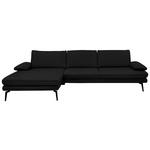 ECKSOFA in Echtleder Schwarz  180/310 cm  - Schwarz, Design, Leder/Metall (180/310cm) - Dieter Knoll