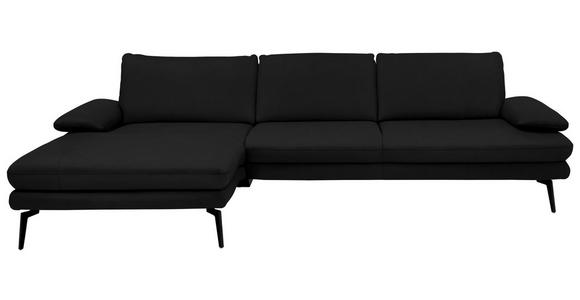 ECKSOFA in Echtleder Schwarz 180/310 cm - Schwarz, Design, Leder/Metall (180/310cm) - Dieter Knoll