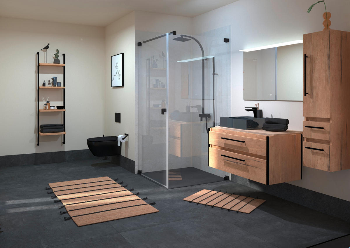 DUSCHKABINE 90/200/90 cm  in Schwarz  - Schwarz, MODERN, Glas/Metall (90/200/90cm) - Schöner Wohnen