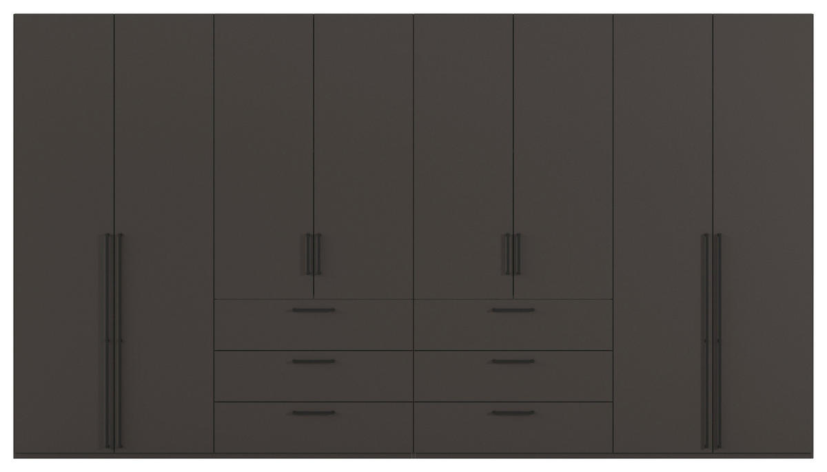 DREHTÜRENSCHRANK 400/235/61 cm,  in Graphitfarben, 8-türig  - Schwarz/Graphitfarben, Basics, Holzwerkstoff/Metall (400/235/61cm) - Novel