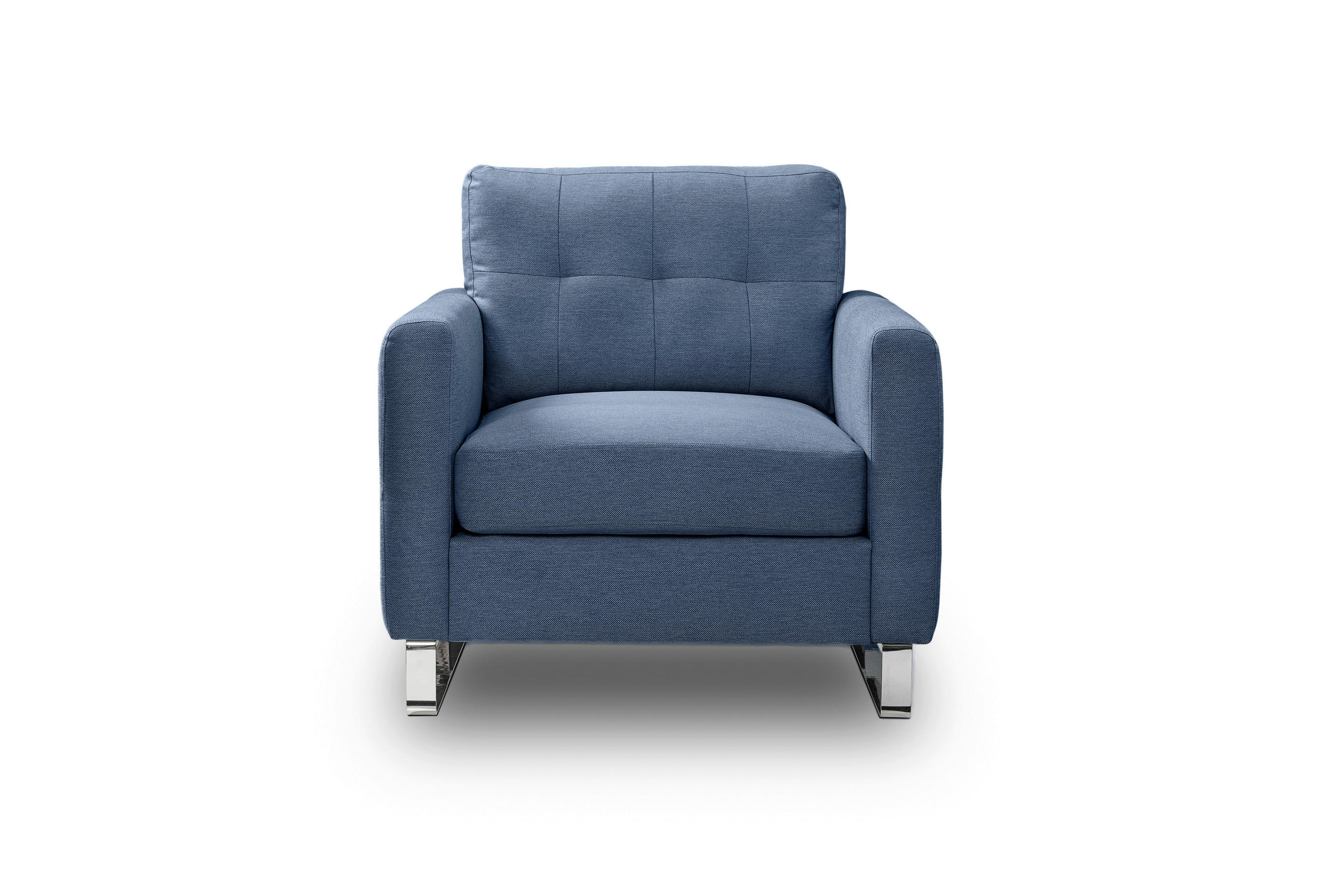 1,5-SITZER HERA Flachgewebe Dunkelblau  - Chromfarben/Dunkelblau, Basics, Textil/Metall (93/92/94cm) - MID.YOU