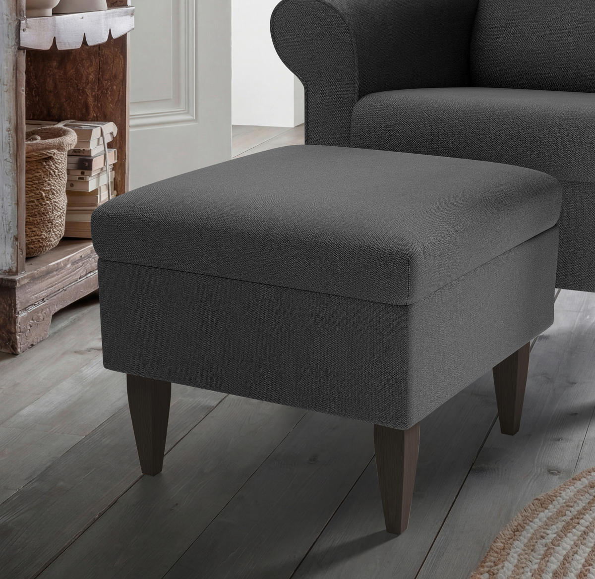 SESSELSET Struktur Anthrazit  - Wengefarben/Anthrazit, Konventionell, Holz/Textil (80/102/86cm) - Livetastic