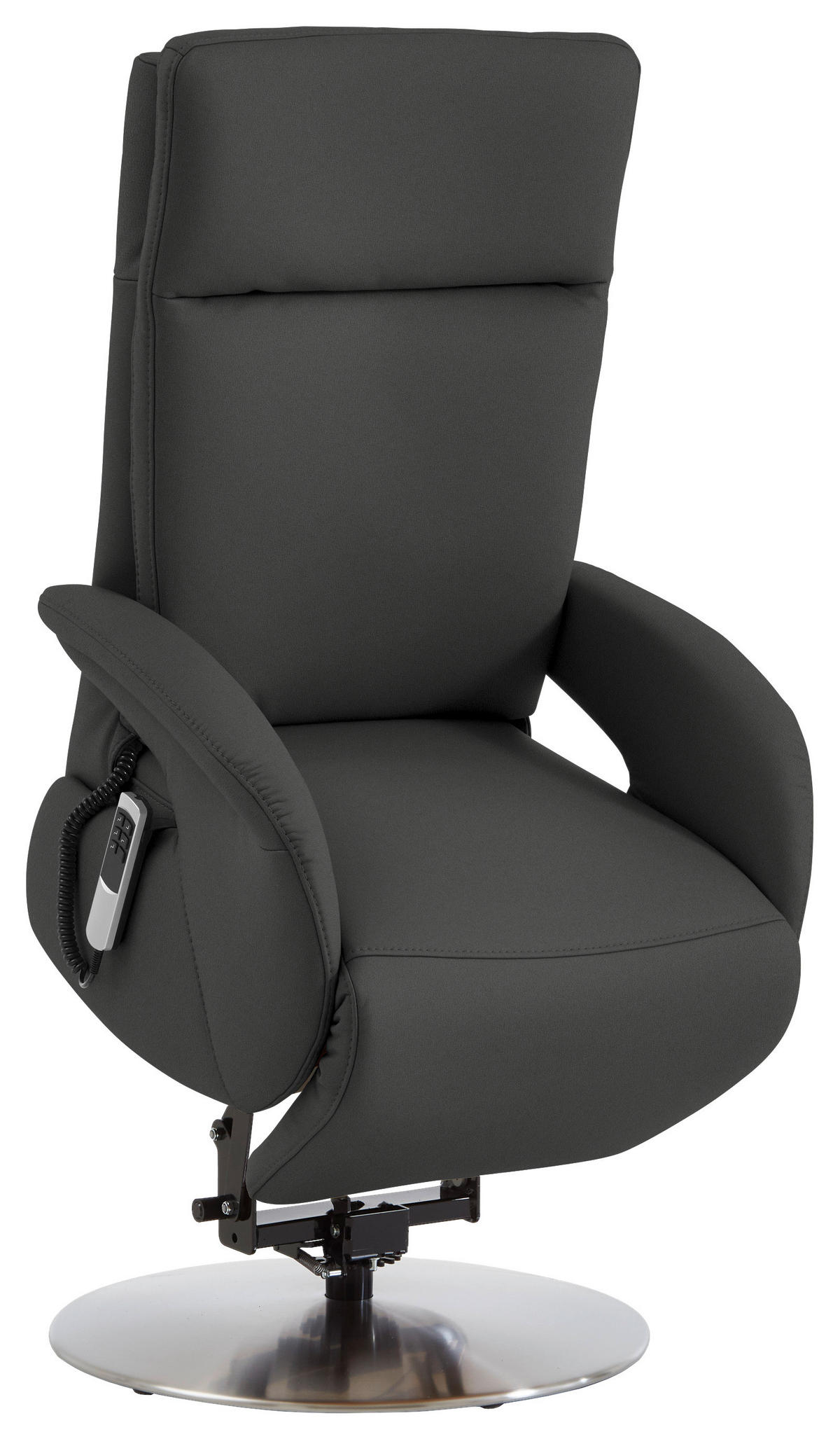 RELAXSESSEL in Leder Anthrazit  - Edelstahlfarben/Anthrazit, Design, Leder/Metall (70/108/80cm) - Cantus