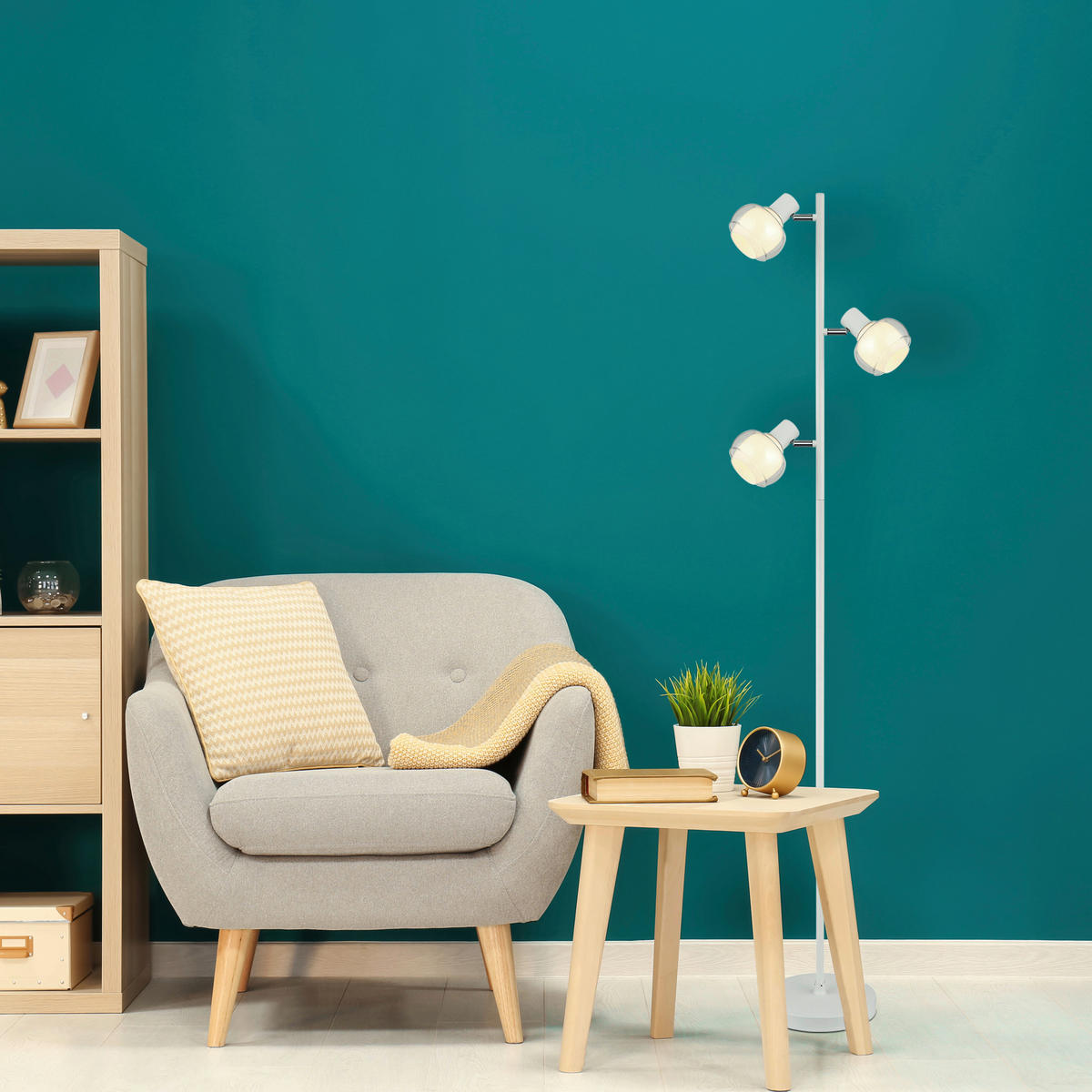 STEHLEUCHTE - Klar/Weiss, Design, Glas/Metall (25/23/154cm) - Globo