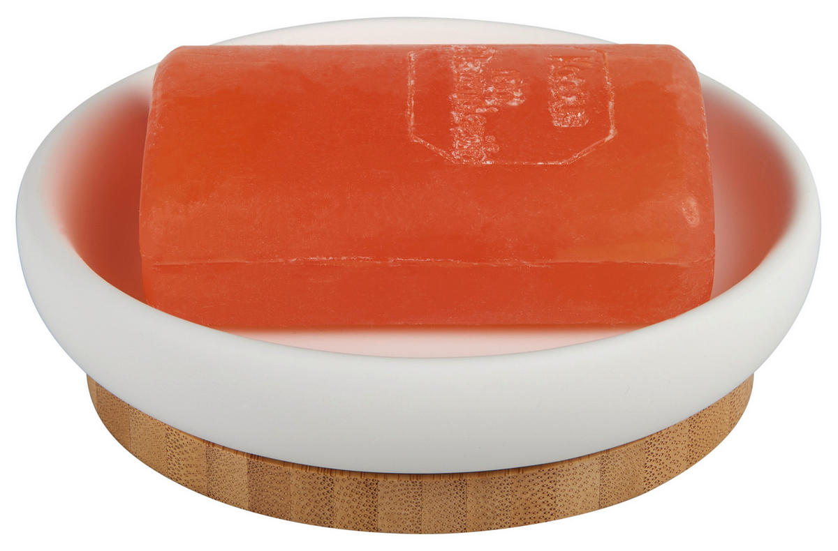 MÝDLENKA hnědá, bílá - bílá/hnědá, Basics, dřevo/keramika (11,5/3,2/11,5cm) - Sadena