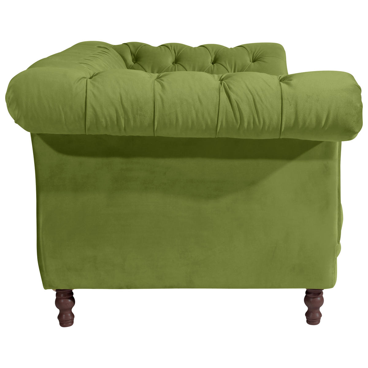 CHESTERFIELD-ZWEISITZER-SOFA  in Velours Olivgrün  - Nussbaumfarben/Olivgrün, Design, Holz/Textil (200/80/100cm) - Max Winzer