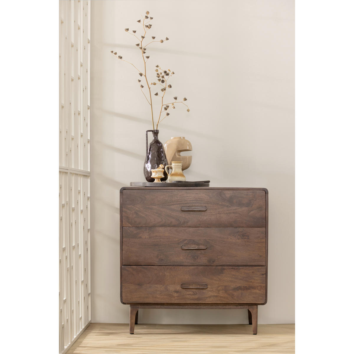 KOMMODE Liya  in 90/90/50 cm  - Dunkelbraun, Design, Holz (90/90/50cm) - Livetastic