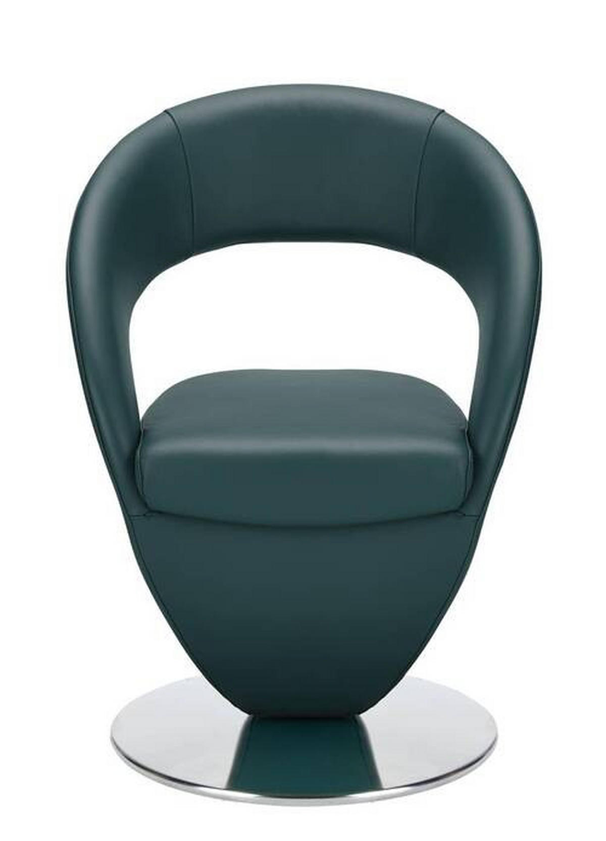 STUHL  in Echtleder pigmentiert  - Türkis/Edelstahlfarben, Design, Leder/Metall (62/86/61cm) - Moderano