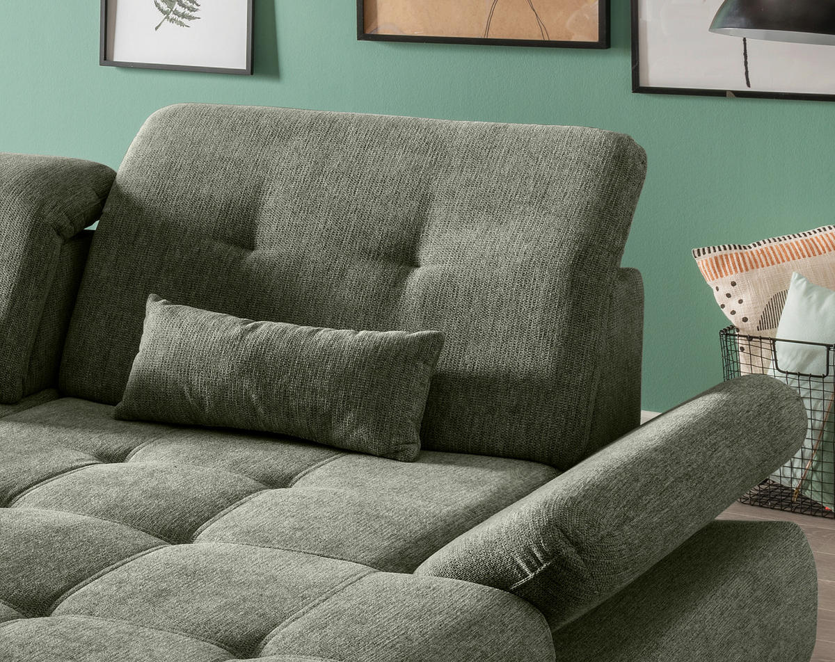 CloseUp von Livetastic ECKSOFA Dunkelgrün Chenille.