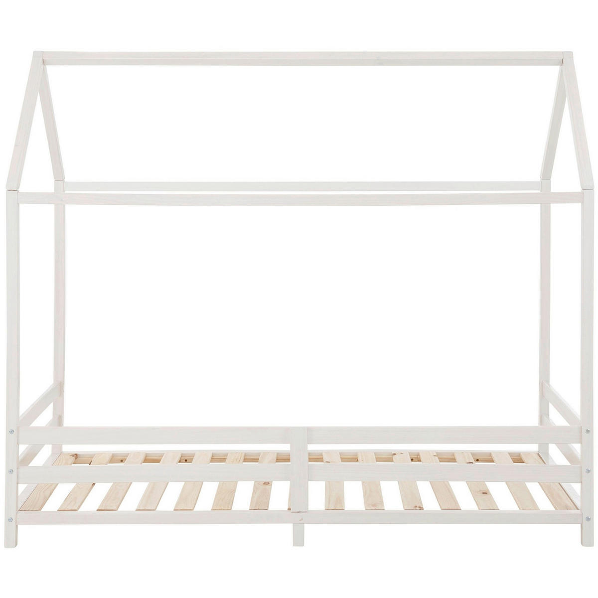 HAUSBETT 90/200 cm,  in Weiß, Lattenrost  - Naturfarben/Weiß, MODERN, Holz (90/200cm) - MID.YOU
