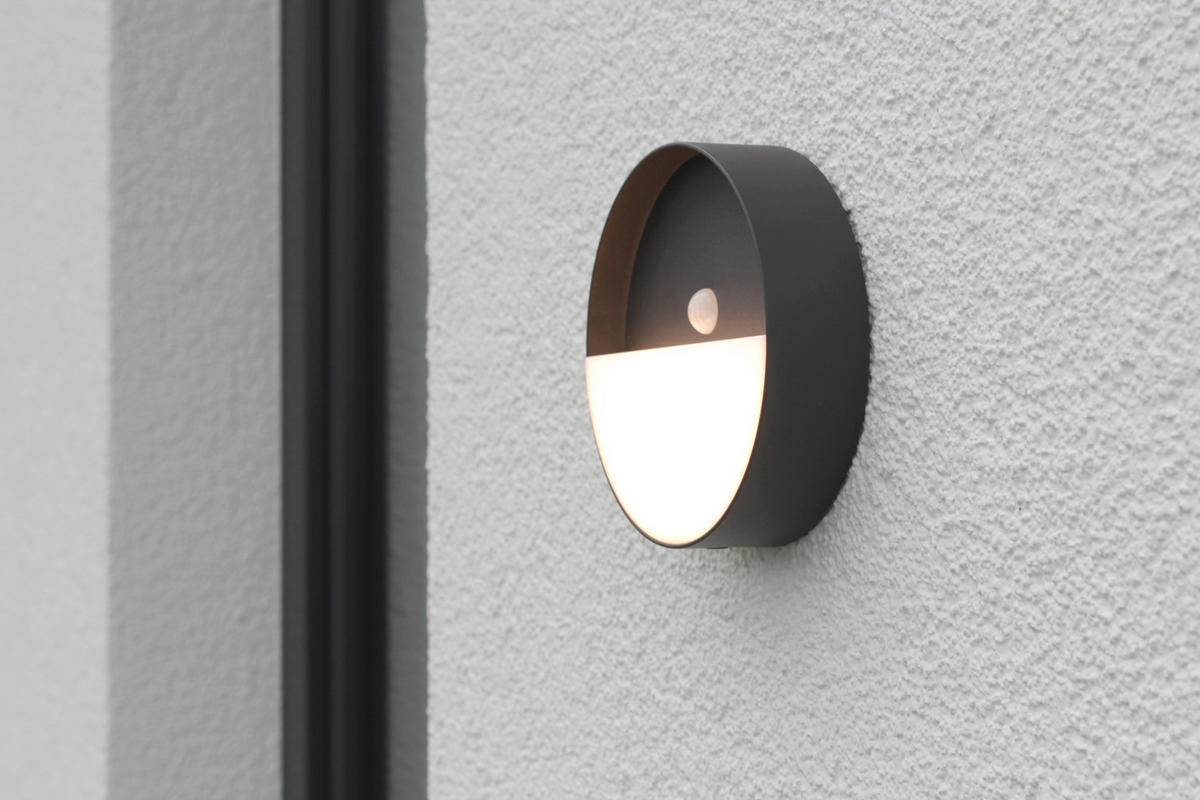 AKKU-WANDLEUCHTE - Anthrazit, Design, Metall (15cm)