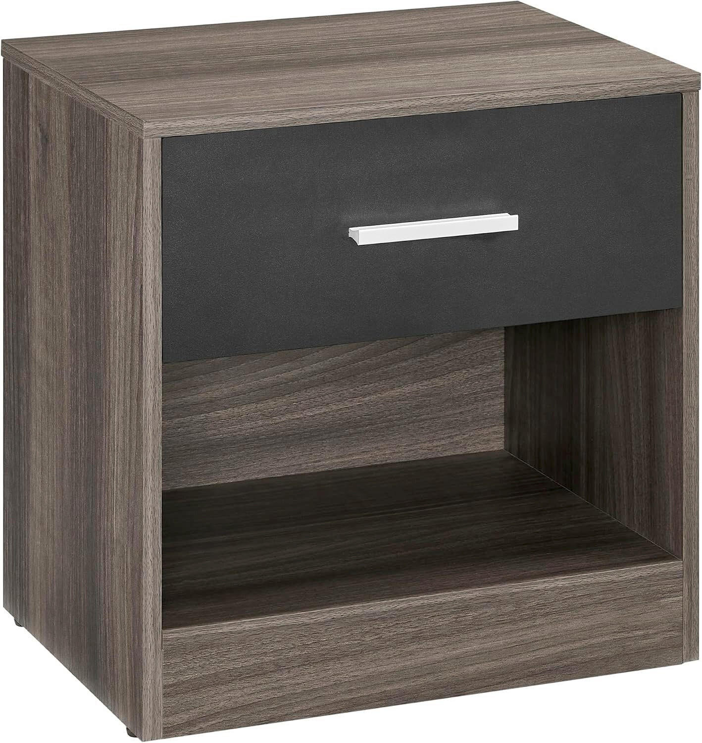 Mid.you Nachttisch Schwarz, Walnuss 39x41x28 cm