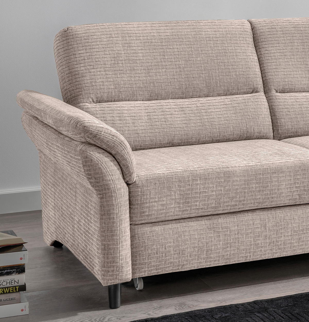 ECKSOFA in Mikrofaser Beige  - Beige/Schwarz, Modern, Holz/Textil (279/176cm) - Livetastic