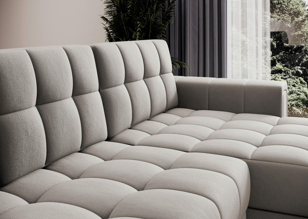 ECKSOFA Plüsch Beige  - Beige, Design, Kunststoff/Textil (260/150cm) - MID.YOU
