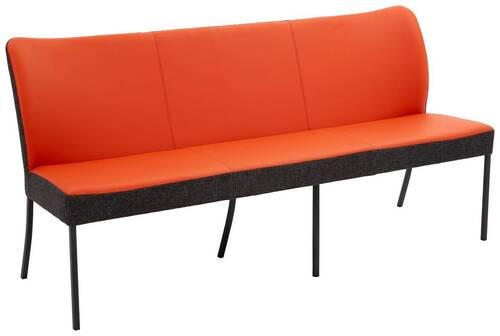 SITZBANK 300/89/65 cm Webstoff Kombination Echtleder/Stoff Anthrazit, Orange Metall  - Anthrazit/Orange, Design, Leder/Textil (300/89/65cm) - Bert Plantagie
