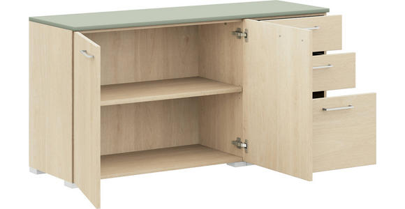 SIDEBOARD 150/72,8/41,9 cm  - Edelstahlfarben/Eichefarben, Design, Holzwerkstoff/Metall (150/72,8/41,9cm) - Cantus