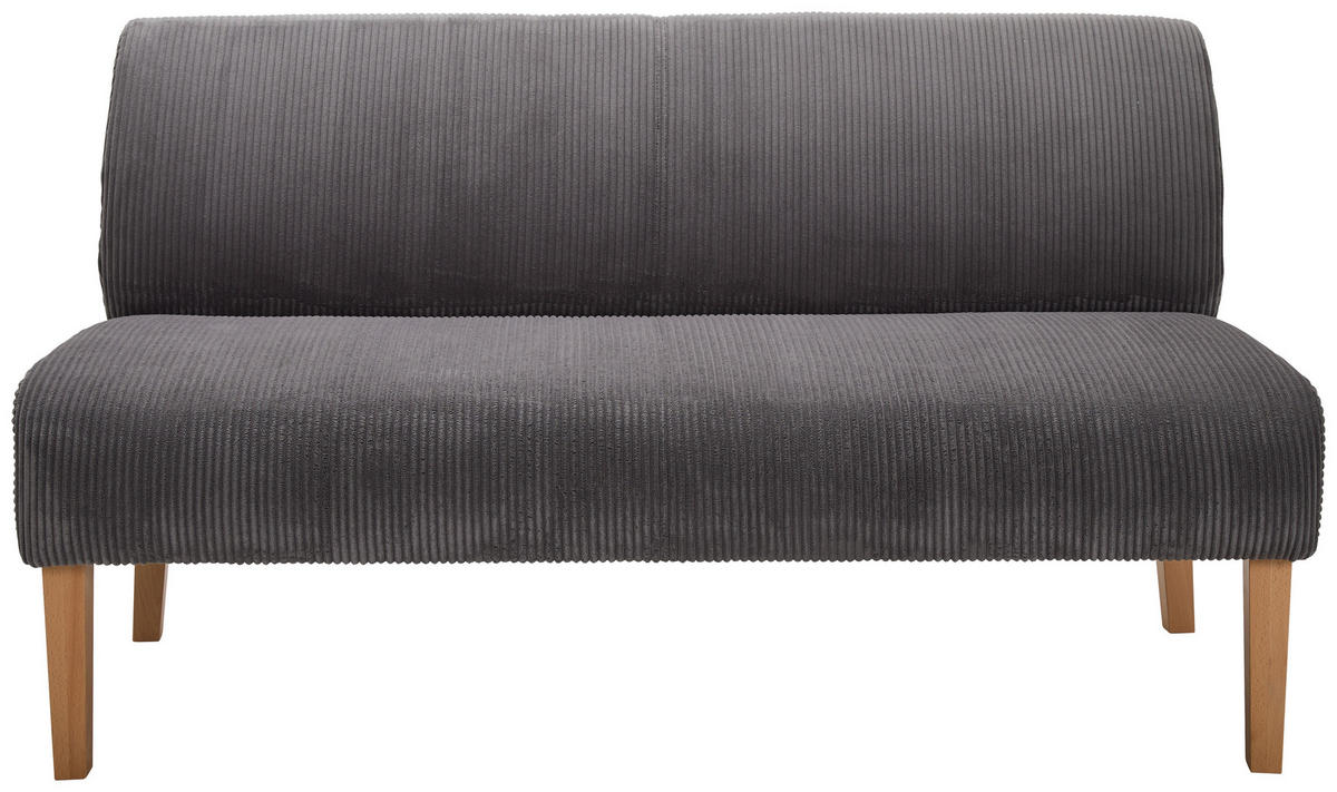 SITZBANK 163/88/75 cm  in Anthrazit  - Anthrazit/Buchefarben, KONVENTIONELL, Holz/Textil (163/88/75cm) - home24