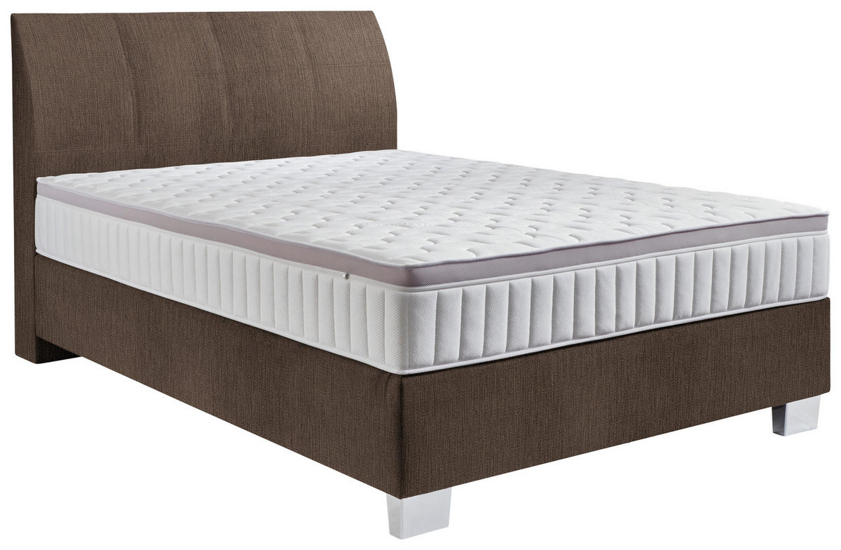 BOXSPRINGBETT 100/200 cm  in Braun  - Chromfarben/Braun, Konventionell, Kunststoff/Textil (100/200cm) - Hom`in