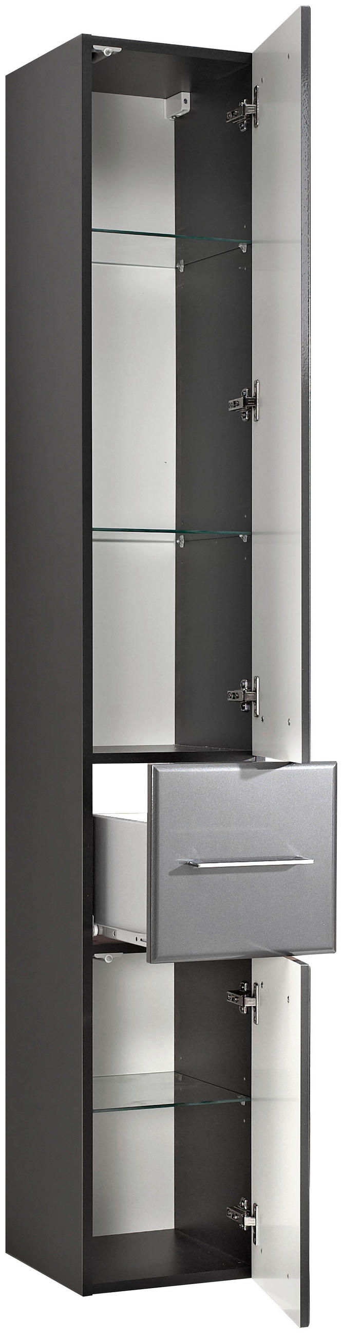 HOCHSCHRANK 30/185,5/33 cm  - Chromfarben/Anthrazit, Basics, Glas/Holzwerkstoff (30/185,5/33cm) - Pelipal