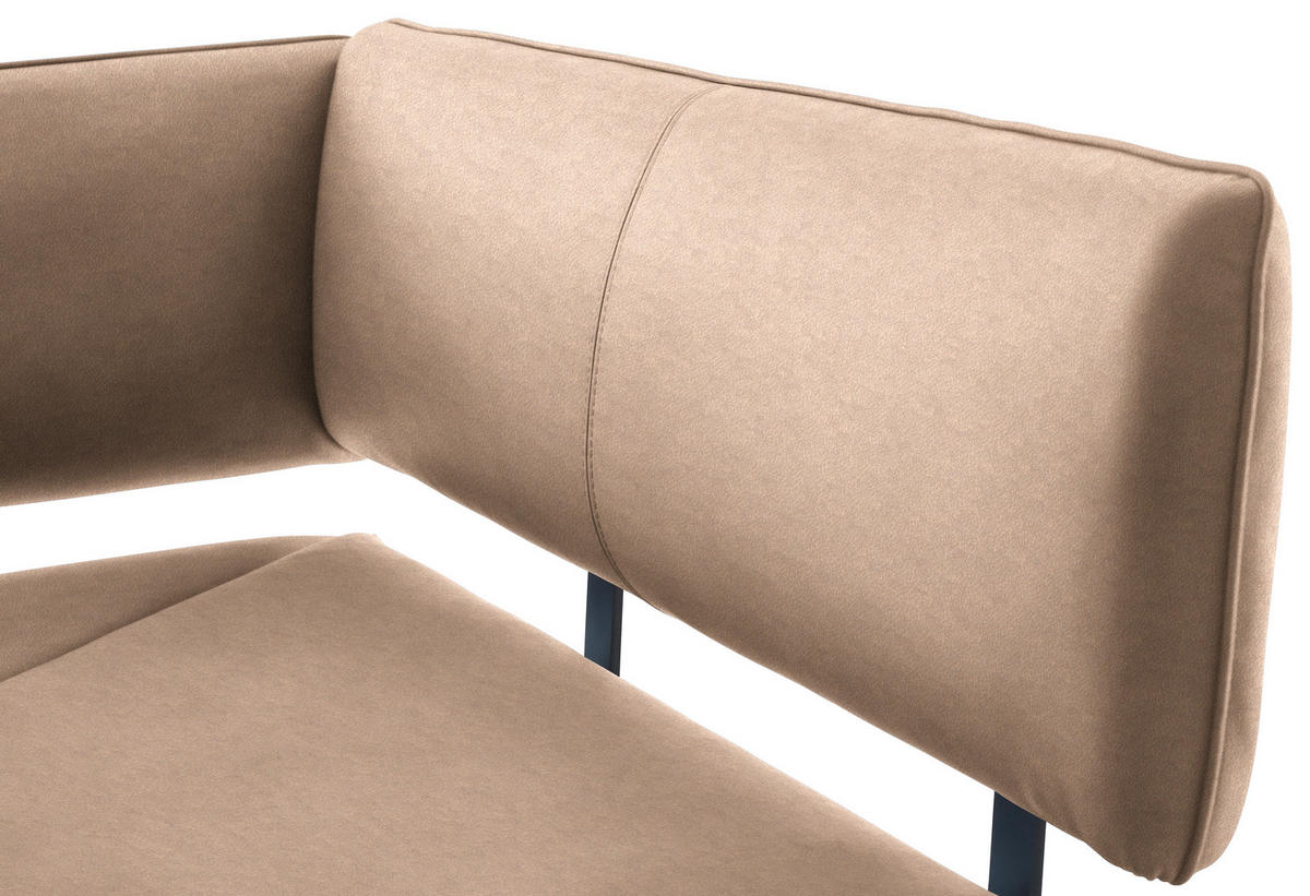 ECKBANK in Metall, Textil Schwarz, Beige  - Beige/Schwarz, Modern, Textil/Metall (205/165cm) - Cantus