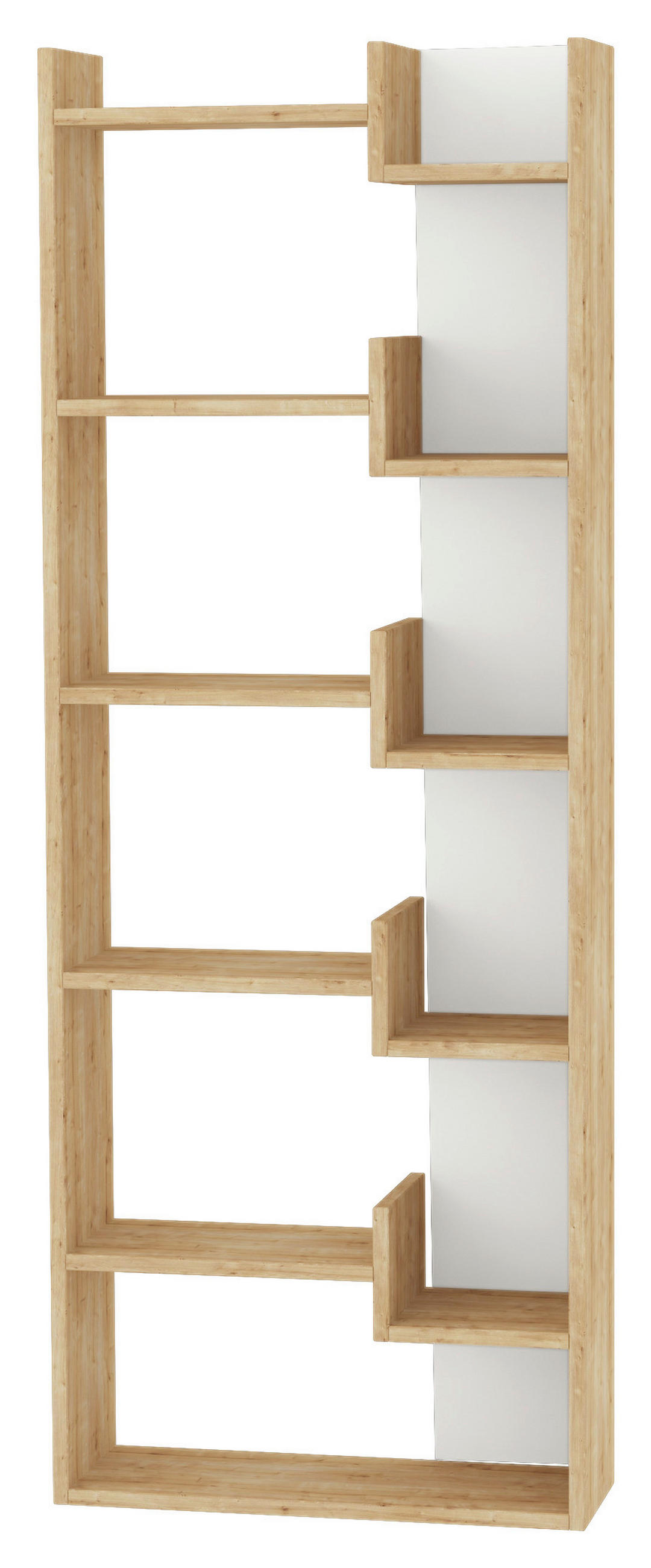 BÜCHERWAND  61/163/22 cm Eichefarben, Weiss  - Weiss/Eichefarben, Design, Holzwerkstoff (61/163/22cm) - Livetastic