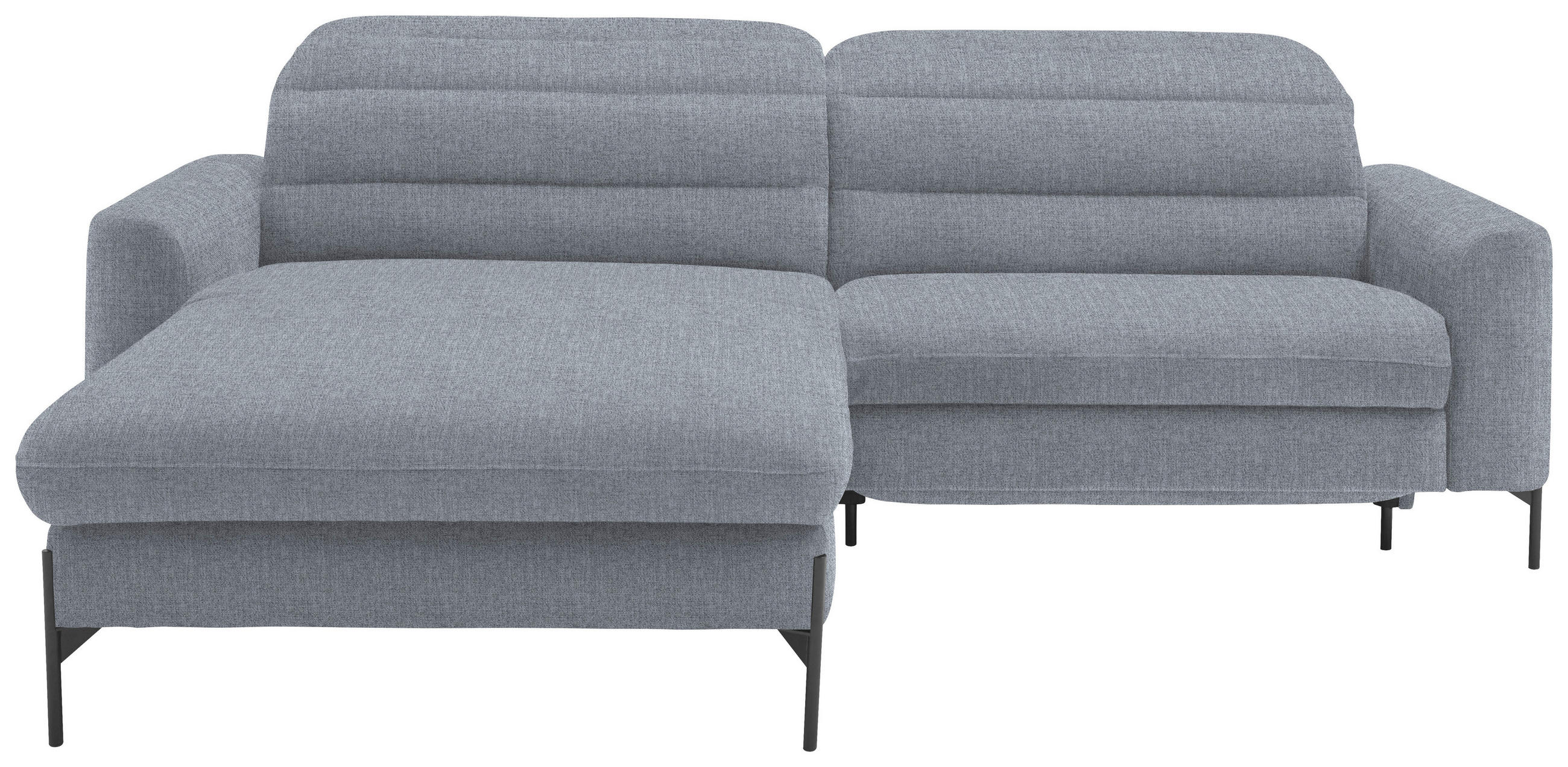 ECKSOFA in Flachgewebe Blaugrau  191/252 cm  - Blaugrau/Schwarz, Design, Textil/Metall (191/252cm) - Dieter Knoll
