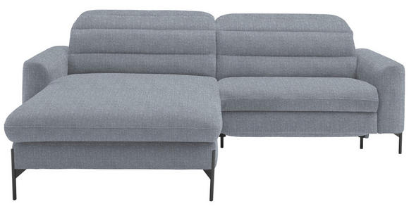 ECKSOFA  in Flachgewebe Blaugrau  191/252 cm  - Blaugrau/Schwarz, Design, Textil/Metall (191/252cm) - Dieter Knoll