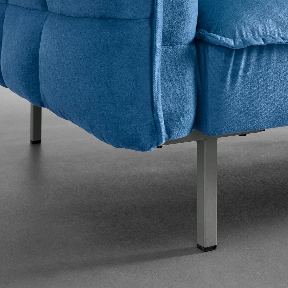 SCHLAFSOFA  in Samt Blau  - Blau/Silberfarben, MODERN, Holz/Textil (208/76,5/79cm) - Bessagi Home